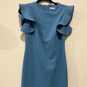 Calvin Klein Teal Ruffle Sleeve Mini Dress